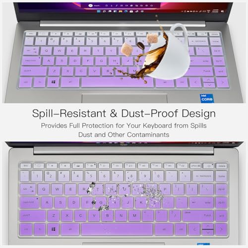 Keyboard Cover for 2023 14" HP Envy 2-in-1 14t-es000 14-es0013dx 14-es0033dx, HP 14" Laptop 14-ep 14-em 14t-ep000 14z-em000 14-ep000 14-ep0097nr 14-ep0145cl 14-em0047nr Keyboard Skin Protector - color: Ombre Purple
