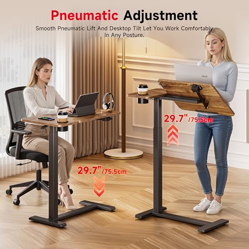Okin Overbed Bedside Table with Wheels, Adjustable Medical Tilt Top Hospital Bed Table Over The Bed, Rolling Desk Mobile Standing Desk for Hospital Home Use (Walnut) - color: Walnut