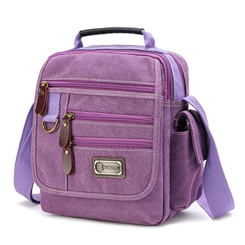 Mens bag Canvas Shoulder Bag Small Messenger Crossbody Bag Work Bag Vintage Multi-function - color: Purple