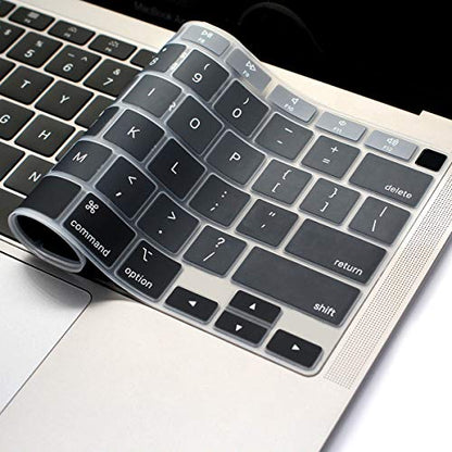 ProElife Keyboard Cover for MacBook Air 13-Inch with Touch ID A2337 M1 | Ombre Gray, U.S. Layout, Non-interference Design for ID Key, Dust-Resistant, Silicone Protective Skin, Washable & Reusable - color: Ombre Gray