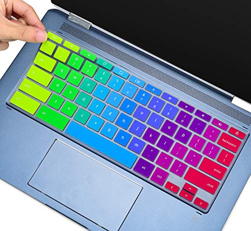 Keyboard Cover for HP x360 2-in-1 14" Chromebook, 14-db/ca/ak/DA 14B-CA 14a-na Series, 14 G2 G3 G4 G5, HP Chromebook 11 G2, G3, G4, G5, G6 EE G7 EE Keyboard Cover Skin, Rainbow - color: Rainbow