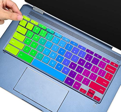 Keyboard Cover for HP x360 2-in-1 14" Chromebook, 14-db/ca/ak/DA 14B-CA 14a-na Series, 14 G2 G3 G4 G5, HP Chromebook 11 G2, G3, G4, G5, G6 EE G7 EE Keyboard Cover Skin, Rainbow - color: Rainbow