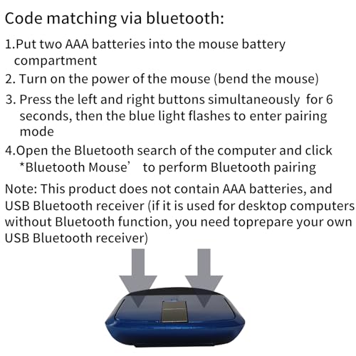 Bluetooth Arc Touch Travel Mouse Foldable Slim and Portable Mini Wireless Computer Mouse Folding Optical Mice for Microsoft Laptop Notebook Tablet - Black & Blue - color: Bluetooth-Blue