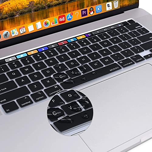 MOSISO Keyboard Cover Compatible with MacBook Pro 13 inch M2 M1 | 2023-2020 A2338 A2289 A2251&Compatible with MacBook Pro 16 2020 2019 A2141 Touch ID, Protective Silicone Skin, Black - color: Black