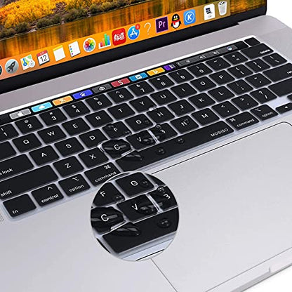 MOSISO Keyboard Cover Compatible with MacBook Pro 13 inch M2 M1 | 2023-2020 A2338 A2289 A2251&Compatible with MacBook Pro 16 2020 2019 A2141 Touch ID, Protective Silicone Skin, Black - color: Black