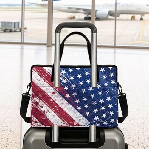 Laptop Sleeve, Laptop Cover with Adjustable Strap Computer Bag Tablet Notebook Sleeves Handbag Messenger Briefcase - color: American Flag Prints