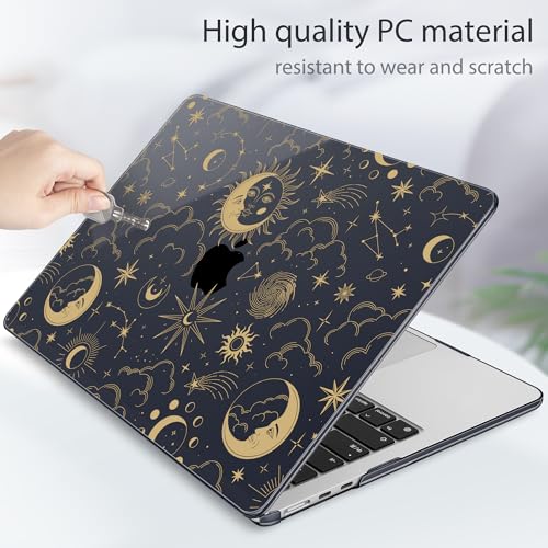 Tuiklol for 2026 2025 2024 2023 MacBook Air 15 inch Case Model M5 A3448 M4 A3241 M3 A3114 M2 A2941 Hard Shell Case for MacBook 15.3'' Cover, Moons and Stars - color: Moons and Stars