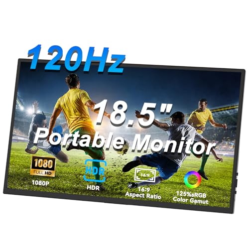 18.5" Portable Monitor for Laptop, FHD 1080P HDR IPS Screen, 125% sRGB Portable Monitor, Ultra-Slim External Second Monitor for Laptop, Phone, PS5, Xbox, Switch, PC (18.5") - size: 18.5"