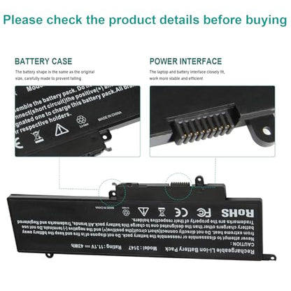 GK5KY Laptop Battery for Dell Inspiron 11 3000 3147 3148 3153 3152 3157 3158 15 7000 7558 7568 13 7353 7359 7347 7348 7352 92NCT 092NCT 4K8YH 04K8YH RHN1C 0WF28 P20T P20T001 P55F P55F001 451-BBKK - size: 7.52*3.54*0.21inch