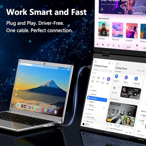 16" Foldable Laptop Screen Extender, Dual Portable Monitors. | 1200P, Plug & Play, All-Metal, Ultra Slim, Extend/Mirror/Splicing/Flip Mode, USB-C/HDMI, Low Blue Light, Speaker, for Win/Mac - size: 16" Foldable Monitor