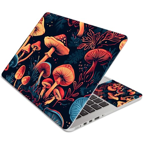 15.6 Inch Laptop Skin Sticker, Reusable Vinyl Cover Protector with 2 Wrist Pad Skins, Removable Waterproof Scratch-Resistant for 12-15.6 Inch Laptop Notebook,Colorful Mushrooms - color: Colorful Mushrooms