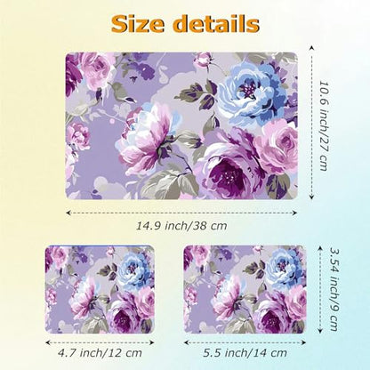 Universal Laptop Skin Sticker with 2 Wrist Pad Decals, 3-Piece Removable Vinyl Laptop Cover, Beauty Flowers Waterproof Anti-Scratch, Easy-Trim Fit for 13.3" 14" 15.6" Laptops - color: Beauty Flowers