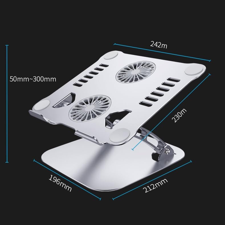 Aluminum Alloy -Layer Folding Notebook Holder with Built-in Fan Heat Dissipation Bracket(Gray) - color: Gray