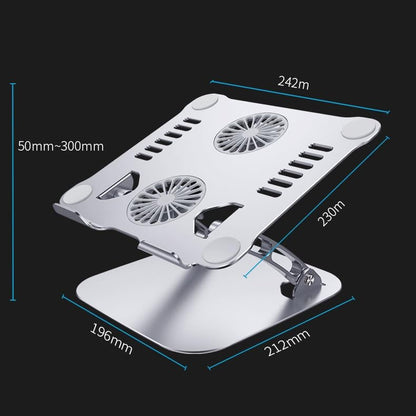 Aluminum Alloy -Layer Folding Notebook Holder with Built-in Fan Heat Dissipation Bracket(Gray) - color: Gray