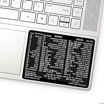 SYNERLOGIC Microsoft Word/Excel (for Windows) Reference Guide Keyboard Shortcut Sticker, Laminated, No-Residue Vinyl (Black/Small) - color: Black
