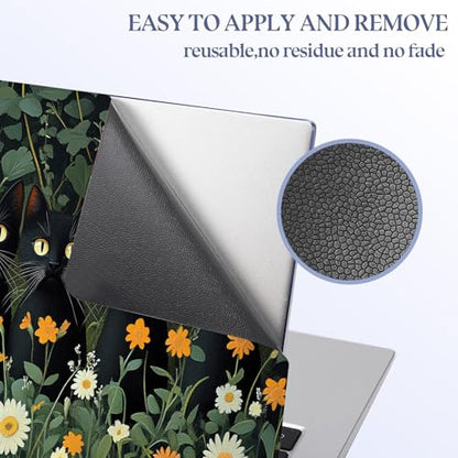 Universal Laptop Skin Sticker Decal,15.6 Inch Laptop Vinyl Cover for 13" 14" 15.6" Laptop,Scratch-Resistant Waterproof Protector Wrap,Reusable with Wrist Pads,Daisy Black Cats - color: Daisy Black Cats