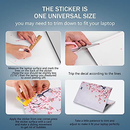 Laptop Skin Sticker Decal 15-15.6 Inches, Universal Reusable Vinyl Sticker for 12.1 13 13.3 14 15.4 Inches Netbook/Notebook PC, Waterproof & Scratch-Resistant (Birds, Pink Flowers) - color: Birds, Pink Flowers