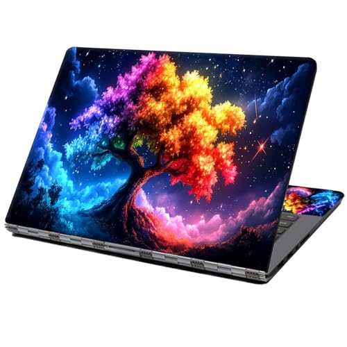 Laptop Skin Sticker Decal 12" 13" 13.3" 14" 15" 15.6",Waterproof Scratch Resistant Vinyl,Reusable Easy to Apply,for MacBook HP Dell Notebooks Netbooks Laptop,2 Wrist Pads,Colorful Tree - color: Colorful Tree