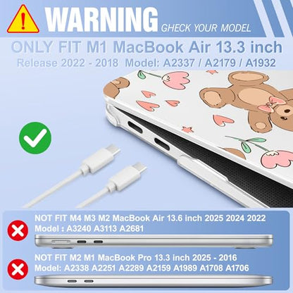 May Chen Compatible with MacBook Air 13 inch Case 2022 2021, 2020-2018 Release Model: M1 A2337 A2179 A1932, Plastic Hard Shell Case Cover for Mabook Air 13 inch with Retina Dispaly, Cute Teddy Bear - color: Cute teddy bear
