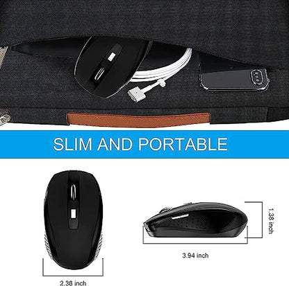 Guiheng Wireless Mouse, 2.4Ghz Wireless Computer Mouse 1200,6 Buttons with Nano Receiver for Laptop,PC,Chromebook,Computer,Notebook,Office (Battery not Included, Black) - color: black04