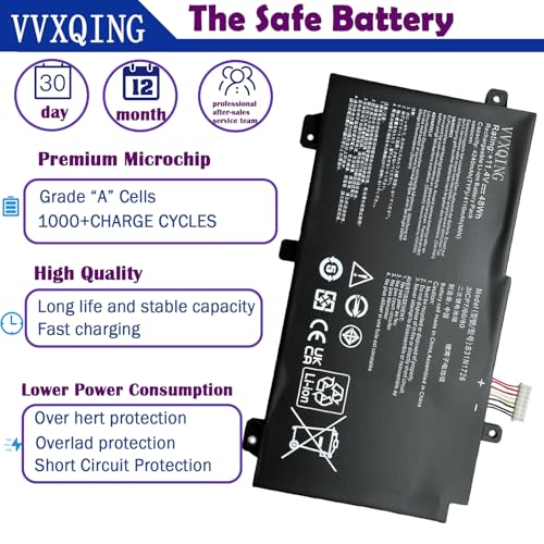 VVXIQNG B31N1726 48Wh Battery Replacement for Asus TUF Gaming FX505DY FX505DT FX505DV FX505DU Series A17 FA706II A15 FA506 FA506IH FA506IU Series FX86 FX86FE FX86FM Series 11.4V 4110mAh-ae1xx
