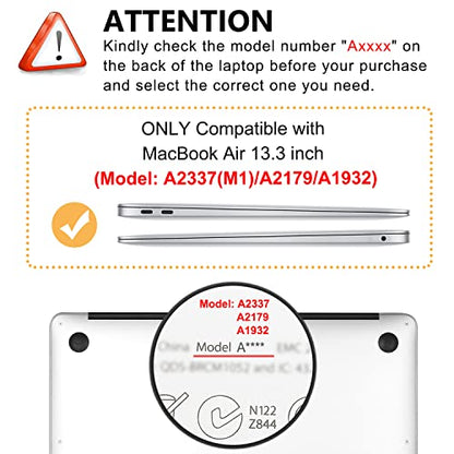 Case for MacBook Air 13 inch M1 A2337 A2179 A1932 2022-2018 Release, 3D Effect Matte Clear See Through Hard Cover&Keyboard Cover Compatible Air 13.3 with Retina Display Touch ID, Green Plants - color: Green Clear