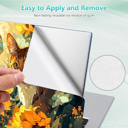 Laptop Skin Sticker Decal 12"-15.6" Universal Laptop/Notebook/Netbook Vinyl - Waterproof Scratch Resistant,Fits HP Dell Lenovo MacBook,2 Free Wrist Pads,Easy Apply & Remove,Cute Cat Sunflower - color: Cute Cat Sunflower