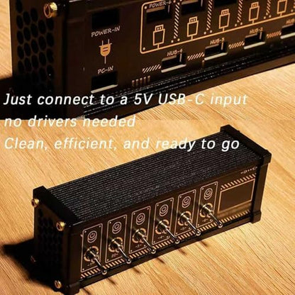COYEUX 6 Port USB Switcher, USB Docking Station, Independent Control, Button Switch, Retro Gold Plating Table Setting, Share USB Devices, Ideal Gift for Boyfriend