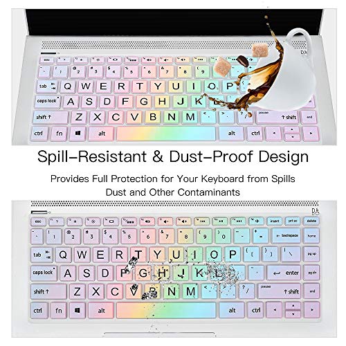 Keyboard Cover for HP Pavilion X360 14" & HP Laptop 14 14-dq 14-fq 14-dk 14m-dh 14-cd/ce/cf Series 14-cf0006dx/cf0012dx 14-dk0002dx 14-dq0011dx/dq1037wm/dq1089wm 14-fq0040nr/fq0050nr Keyboard Skin - color: Colorful Rainbow