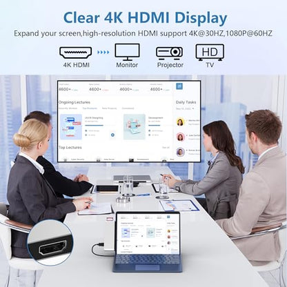 Surface Pro 9/10/11/X Docking Station with 4K HDMI, USB-C Thunderbolt 4 (8K@30Hz Video+40G Data+100W PD), 100M RJ45, 2 USB 3.0, SD/TF Card Slot, 3.5mm Audio, Triple Display for Surface Pro 9/10/11/X