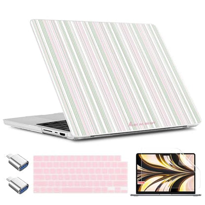 TWOLSKOO Compatible with MacBook Pro 14 inch Case M5 2026 2025-2021 Release M4 M3 M2 M1 Pro/Max Chip, Plastic Hard Shell & Keyboard Cover & USB C to USB Adapter & Screen Film, Pastel Stripes - color: Pastel Stripes