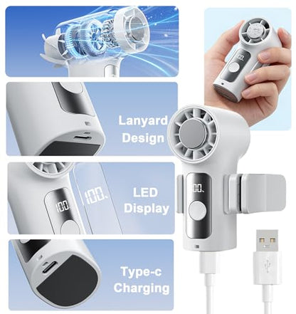 Portable Handheld Mini Fan with Ice Cooling Plate, Personal Clip On Turbo Fan Rechargeable, 18000 RPM 6 Speeds, 360° Detachable Clip, Pocket AC Fans Blow Cold Air for Beach Car Stroller Travel Makeup - color: White