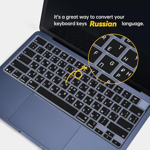 Russian Keyboard Cover Skin Compatible with 2026 Apple MacBook Neo 13 inch A3404 with A18 Pro Chip,13" MacBook Neo A18 Pro Silicone Keyboard Protector with Russia Language - Black - color: Black-Russian, size: MacBook Neo 13" 2026+