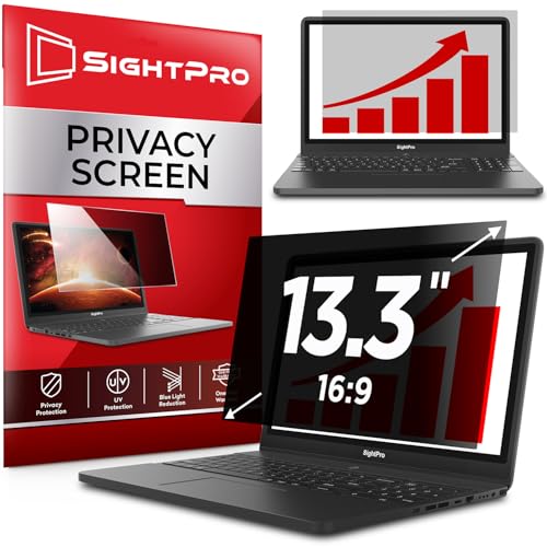 SightPro 13.3 Inch 16:9 Laptop Privacy Screen Filter - Computer Monitor Privacy Shield and Protector - High Clarity - size: 13.3 Inch 16:9