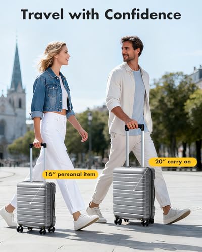 Lekesky 16 Inch Underseat Carry On Luggage Airline Approved, C-Grey | Durable ABS, Small Underseat Carry-on Luggage with TSA Lock Spinner Wheels, Personal Item Luggage Removable Wheels for Travel - color: C-Grey, size: 16 Inch