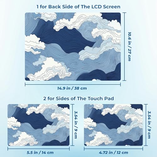 Reusable Universal Laptop Skin Sticker, Cut to Fit for 11.6–15.6 Inch Laptops, Waterproof Protective Film, No-Residue - Blue Wave - color: Blue Wave