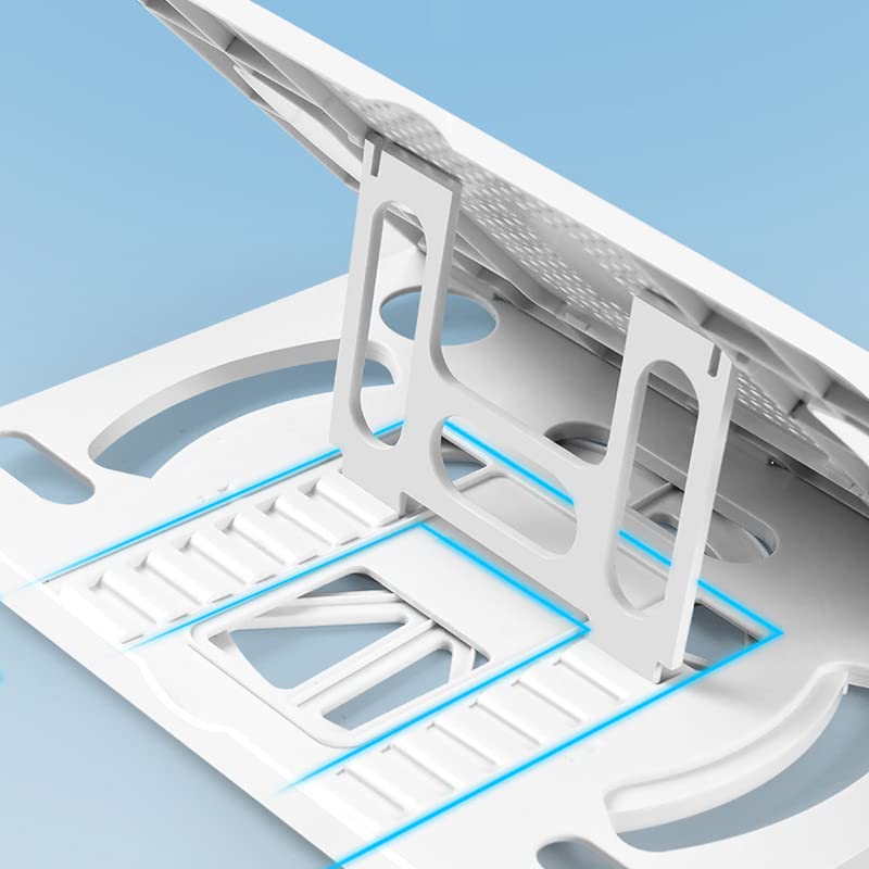 SUNGOOYUE Laptop Stand, 8 Angle Adjustable Foldable 360 Degree Rotating with Hollow Design for Office Home Classroom, Ergonomic Non Slip PP ABS Silicone Material (White) - color: White