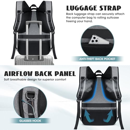 Travel Laptop Backpack, 17 Inch Extra Large Laptop Backpack with USB Charging Hole 45L Anti Theft Travel Backpack Water Resistant College Business Computer Bag Fit 17.3 Inch Laptop for Men Women Grey - color: Grey
