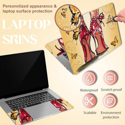 SUPERDANT Laptop Skin Sticker Red High Heels Laptop Decals Personalized Universal Notebook Computer Wrap Vinyl Skin Stickers Cover Art Decal Removable 12-15.6 Inch Scratch-Resistant Gifts Yellow - color: Red+Yellow