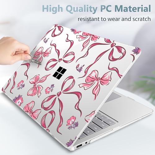Mektron Printed Case for 2025 Microsoft Surface Laptop Windows 11 Copilot+ PC Surface Laptop 13 inch Touchscreen Display Cover Fits Model 2095, Flowers-Bows-Red - color: Flowers-Bows-Red