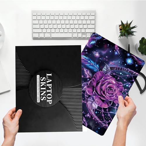 Universal Laptop Skin Sticker with 2 Wrist Pad Skins, Waterproof Scratch Resistant Vinyl Laptop Cover Decal, Cut to Fit for 11–15.6 Inch MacBook HP Dell Lenovo, Dream Purple Rose - color: Dream Purple Rose