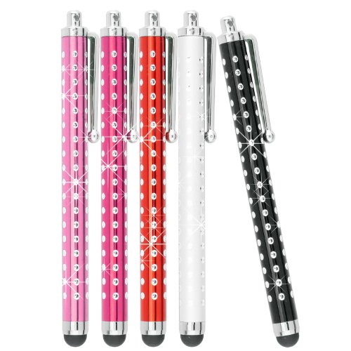 Eco-Fused 10 Pack Bling Metal Stylus Pens - Universal - Compatible with All Capacitive Touchscreen Devices - for iPad, iPhone, Samsung Phones and Tablets, All Android Phones and Tablets and More