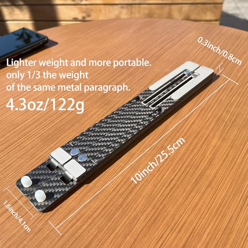 Lightweight Carbon Fiber Laptop Stand Foldable Portable 8 Angles Adjustable Laptop Holder Riser Ventilated Cooling Notebook Computer Stand up to 17.3” Laptops&Tablets Black Gray