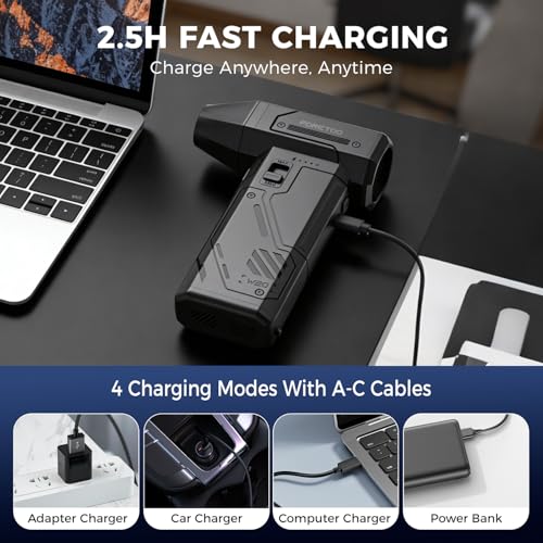 Compressed Air Duster,130000RPM Electric Air Duster Brushless Motor with Adjustable Stepless Speed, Fast Charging Rechargeable Cordless Air Blower for PC,Car,Keyboard,Pet,Home & Outdoor