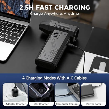 Compressed Air Duster,130000RPM Electric Air Duster Brushless Motor with Adjustable Stepless Speed, Fast Charging Rechargeable Cordless Air Blower for PC,Car,Keyboard,Pet,Home & Outdoor