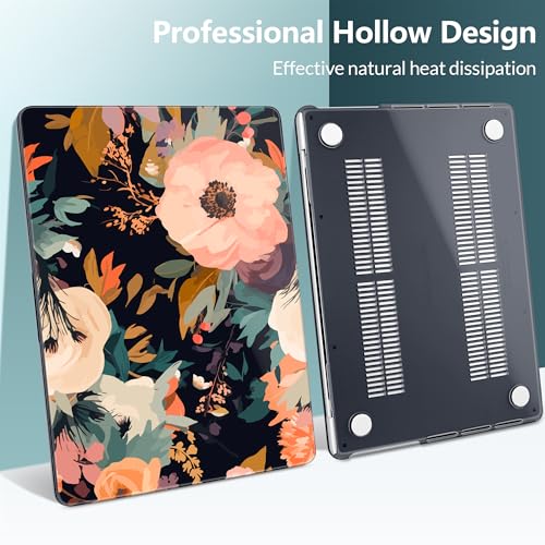 TWOLSKOO Compatible with MacBook Pro 14 inch Case M5 2026 2025-2021 Release M4 M3 M2 M1 Pro/Max Chip, Plastic Hard Shell & Keyboard Cover & USB C to USB Adapter & Screen Film, Bright Abstract Flower - color: Bright Abstract Flower