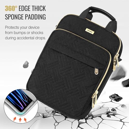 MoKo 13-14 Inch Puffy Laptop Sleeve Shoulder Bag Carrying Case with Handle | Fits Mac Air 13-inch M5, Mac Neo A18 Pro, Mac Pro 14-inch M5/M4/M3/M2/M1 and Surface 13.8-inch, Black - color: Black, size: 13.3-14 Inch