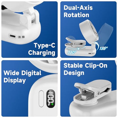 Portable Handheld Turbo Fan with Ice Cooler, Clip-On Mini Fan for Umbrella, 5 Speeds, 4000mAh Battery & Up to12H, LED Display, Rechargeable, Gift for women, Summer Travel Essential (White) - color: Z10-White
