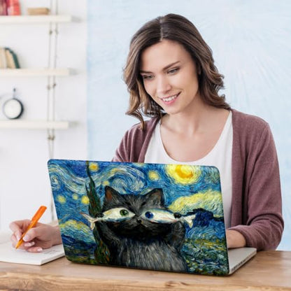DINKY Laptop Skin Sticker Decal 15.6" 15.4" 12" 13" 13.3" 14" 15 inch Laptop Universal Vinyl Skin Stickers Cover Art Decal Notebook PC Personalized Protector, Blue Starry Sky Cat Fish - color: Blue Starry Sky Cat Fish