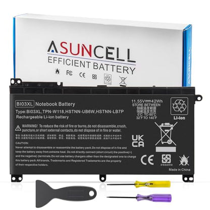 BI03XL Battery Compatible with HP Pavilion X360 M3-U 13-U M3-U001DX M3-U103DX 13-U100TU 13-U118TU Stream 14-AX 14-ax010nr 14-ax020wm 14-ax030wm TPN-W118 Laptop ON03XL HSTNN-LB7P HSTNN-UB6W 843537-541 - size: BI03XL 8.94 × 4.96 × 0.71 in